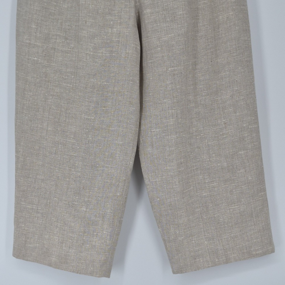 harve benard 90's  Women's Linen Cropped Pants Tan Wide Leg Trousers Coastal‎ 12 - Picture 8 of 13